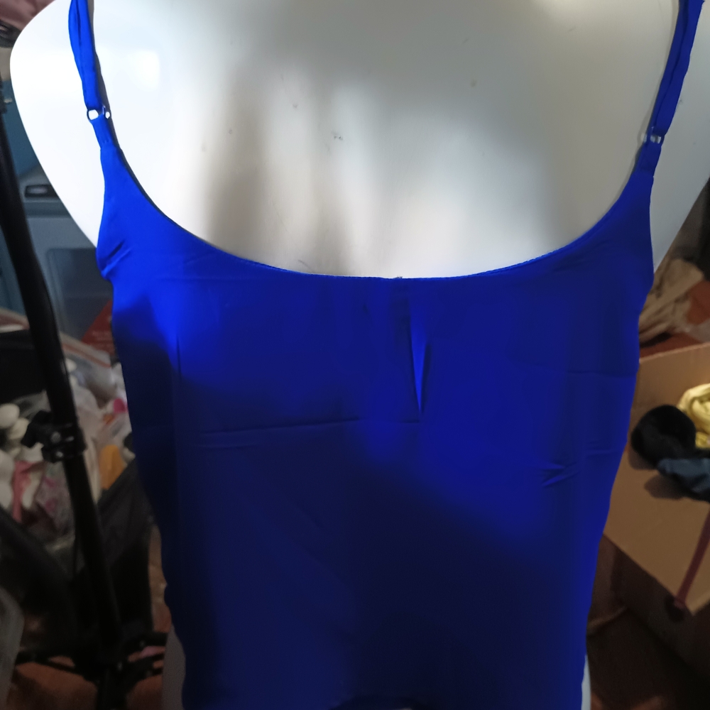 Charlotte Russe Cobalt Blue Semi-Cropped Top W/Beaded Neckline - Picture 5 of 6